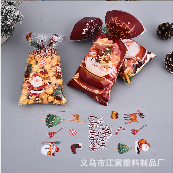 50pcs Christmas loot bags Santa candy cookie gift Packaging OPP Pouch