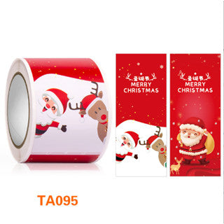 100 pcs/roll Rectangular Christmas long sticker gift box seal sticker label