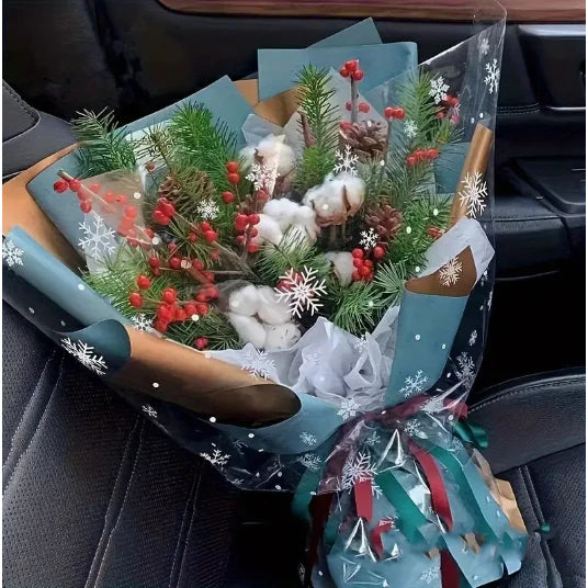 20pcs Christmas Snowflakes Transparent Cellophane Flower Boquet Wrapping