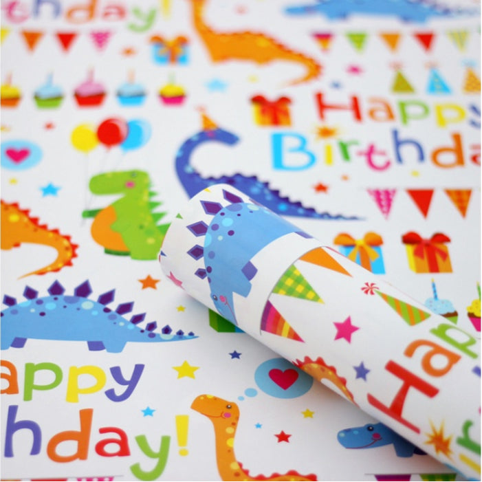 (5pcs) Glossy coated Tropical Rainforest Dinosaur Unicorn Flamingo Gift-Wrapping paper