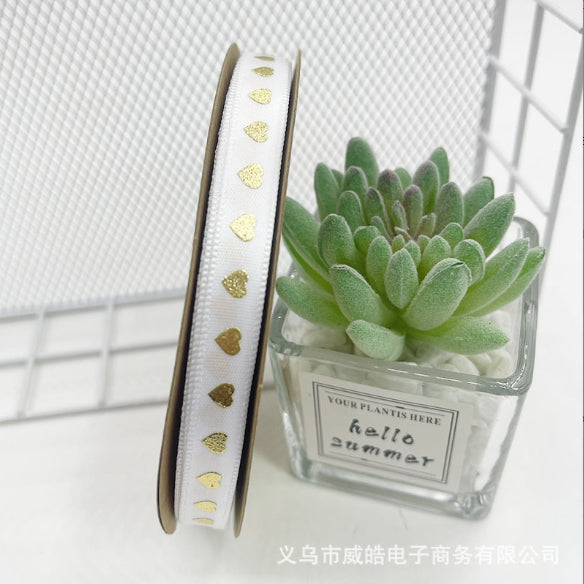 1cm/5yards | bronzing love ribbon flowers bouquet packaging ribbon gift box Ribbon