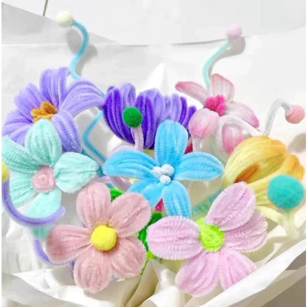 | 100PCS 8mm Fuzzy Wire Colored Chenille Wires Fluffy Sticks Stems Twist Tie for Kids