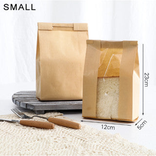 50pcs Brown Bread Bag with Tin Tie Self Sealing Toast Bread Pastry Packaging Bag