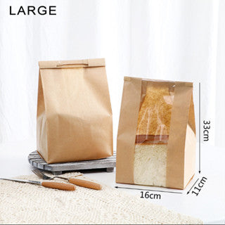 50pcs Brown Bread Bag with Tin Tie Self Sealing Toast Bread Pastry Packaging Bag