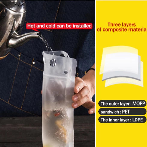 50pcs Liquid Pouch Resealable Stand Up Drink Pouch - Alternative for Paper PP Plastic Cup