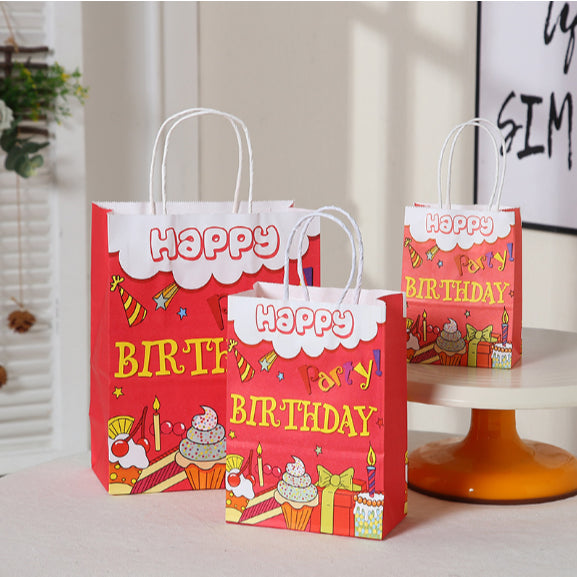 12pcs | Happy Birthday Gift Bags candy bag Birthday Party Favor Paper Bags