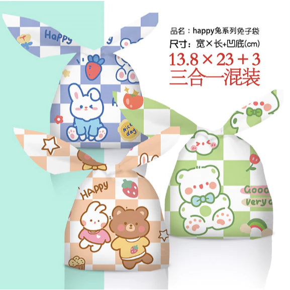 50pcs Cartoon Rabbit Ears Packaging Bag Candy Snack Biscuit Gift Bag