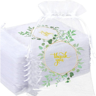 Printed Organza Drawstring Mesh Pouch Small Size Jewelry Wedding Party Gift Packaging