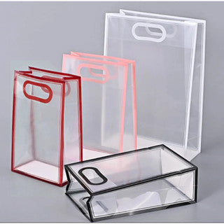 Colored Lining Frosted Plastic PVC Transparent Bags Souvenir Tote Bag