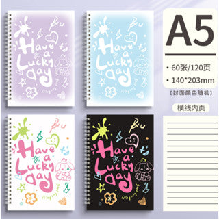4pcs A5 LUCKY DAY Spiral Coil Notebook Binder Notebooks journal big Student notebook
