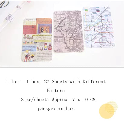 27pcs/box Masking Sticker Set With Stickers Box Sticker Notebook Planner School Supplies
