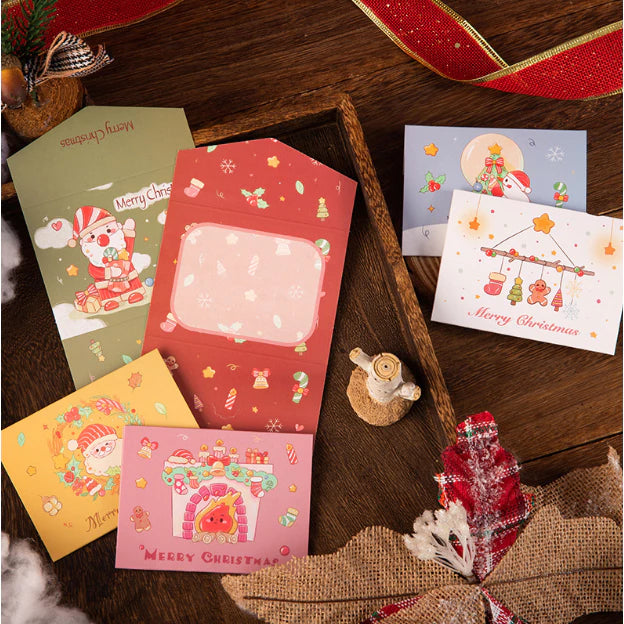 1pc New Christmas tri-fold greeting card Christmas small card gift message card