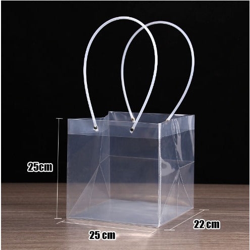1pc Transparent PVC Tote Bag Flower Bouquet Packaging Bag Clear Handbags