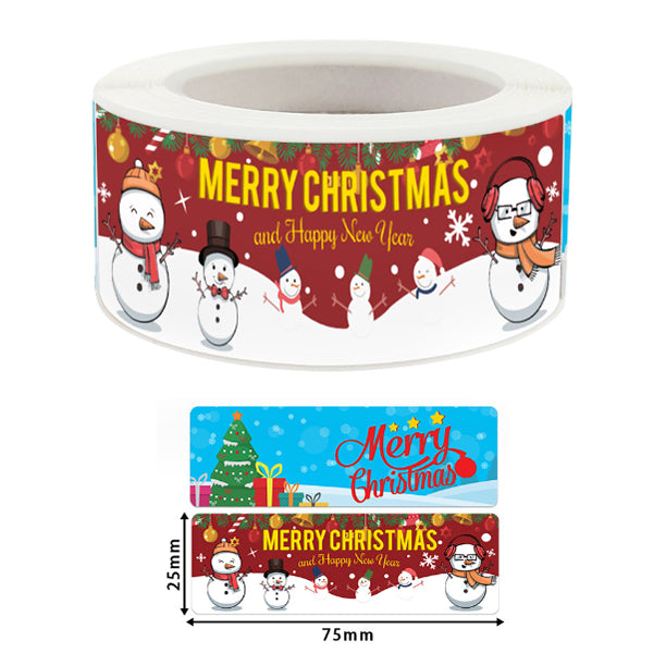 120 pcs/roll red roll Christmas long sticker gift box seal sticker label