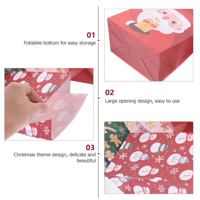 12Pcs Christmas Paper Bags Packaging Candy Gift Wrapping Bag