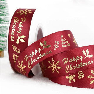 25 yards 2.5 cm Christmas Gift ribbon Wrapping merry christmas Gift satin Ribbon