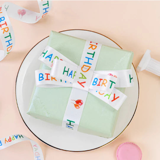 (40 yards) 2.cm Happy Birthday Gross Grain Ribbon, Personalized ribbon, Gross Grain ribbon