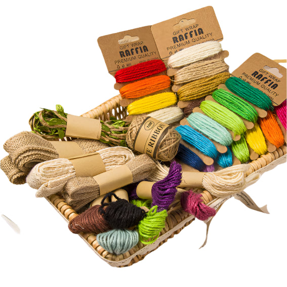 (5m/color) Six Color Card RAFFIA Rope Colored Weaving Decorative Raw Materials Colored RAFFIA