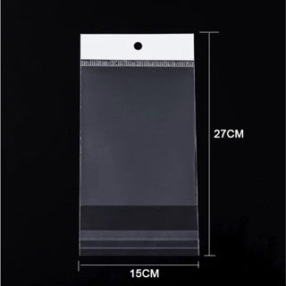 100pcs White Header OPP Adhesive Resealable Plastic Bag