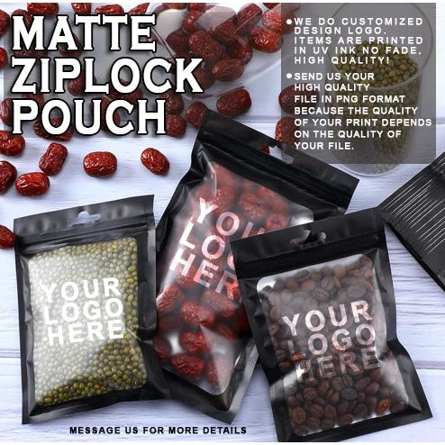 50Pcs/Pack Matte Zip Lock Plastic Bag Aluminum Foil Food Pouch Small Waterproof pouch