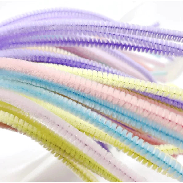 | 100PCS 8mm Fuzzy Wire Colored Chenille Wires Fluffy Sticks Stems Twist Tie for Kids