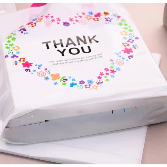 1pc Thank You Printed High Quality Plastic Bag Handle and Packaging Souvenirs