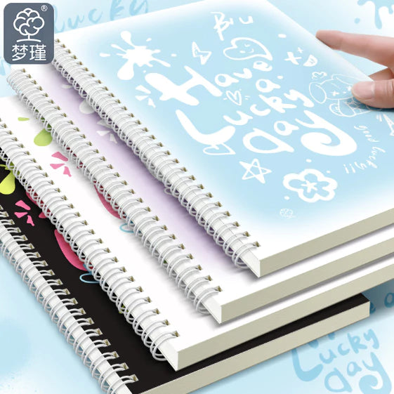 4pcs A5 LUCKY DAY Spiral Coil Notebook Binder Notebooks journal big Student notebook