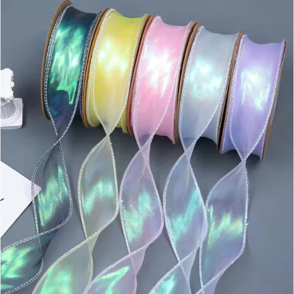 Fantasy fish tail yarn pleated yarn Ribbon With Wavy Edge Wrap Flower Gift Decoration