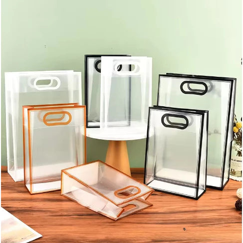 Colored Lining Frosted Plastic PVC Transparent Bags Souvenir Tote Bag