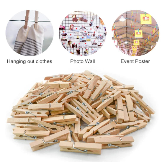 50pcs Natural Mini Wooden Clips for Clothespins Decorative Photos Papers