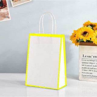 1pc Colorful Border Twisted Handle Kraft Paper Bag with twist Handle bag Gift Bag