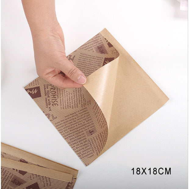 50 Sheets Packaging Pad Paper Bento Cake Box Hamburger Oil-proof Baking Tool 18*18cm