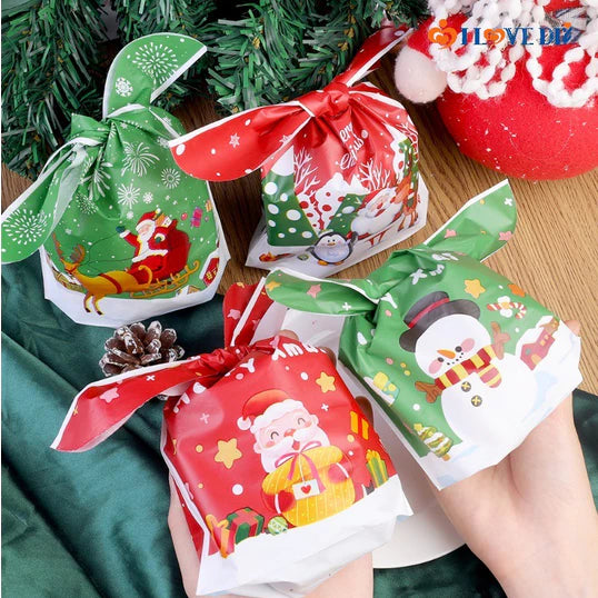 50Pcs/5in1 Random set Rabbit Long Ear Design Christmas Biscuit Candy Bags