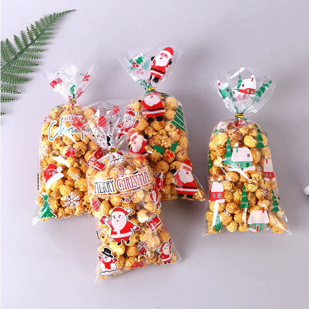 50pcs Christmas loot bags Santa candy cookie gift Packaging OPP Pouch