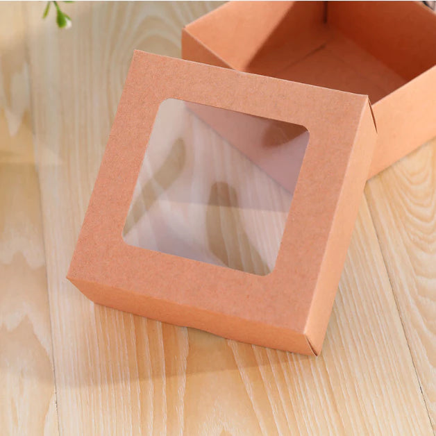 1pc Window Gift Box Foldable Kraft Packaging Paper Gift Box