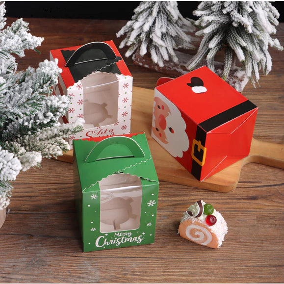 1pc Christmas window cupcake Solo packaging box muffin box egg tart box Pastry Box