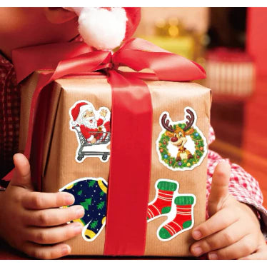 50pcs Christmas Stickers Holographic Laser Stickers Waterproof Christmas Stickers