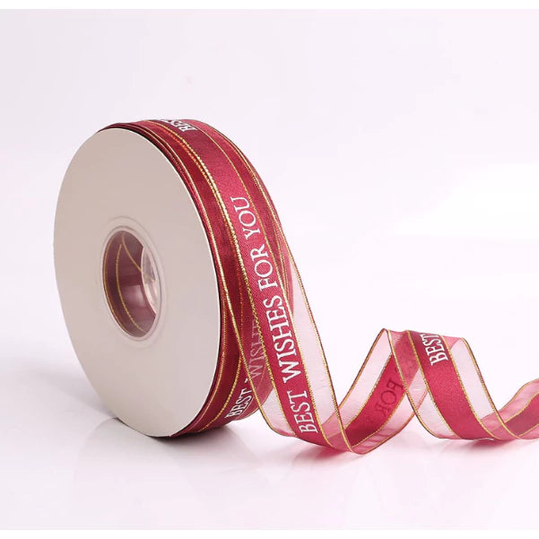 (2.5cmx50yards) BEST WISHES FOR YOU Organza Ribbon Wedding/Birthday Decoration