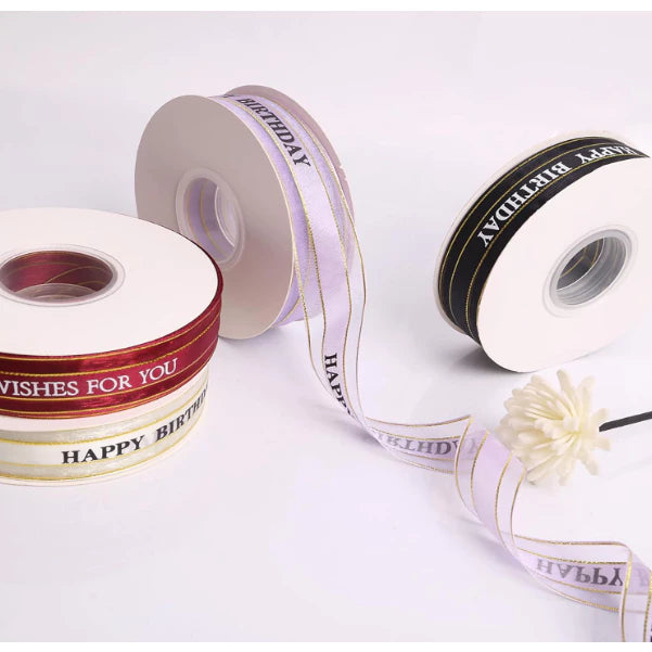 (2.5cmx50yards) BEST WISHES FOR YOU Organza Ribbon Wedding/Birthday Decoration