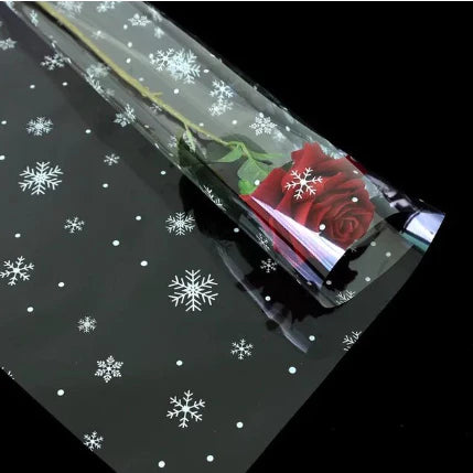 20pcs Christmas Snowflakes Transparent Cellophane Flower Boquet Wrapping
