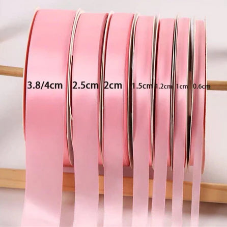 5 Yards High Quality Ribbon Pink Satin (0.6cm, 2cm, 2.5cm, 4cm)