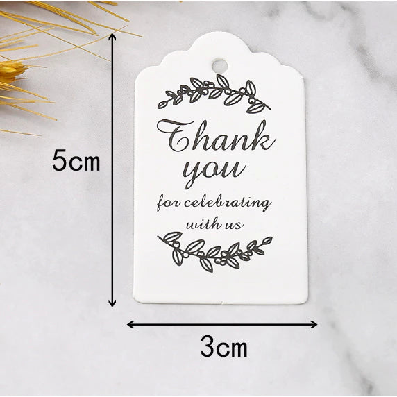 100pcs | BLACK Thankyou Stamping Paper Gift Tags Hang Label Decor Wedding Gift Tag