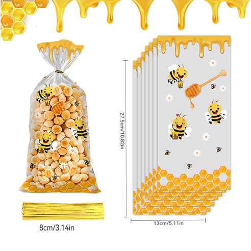 50pcs Cookie Candy Bag with Gold Ties Rainbow loot Bags Party Supplies Table Decoration