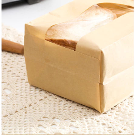 50pcs Brown Bread Bag with Tin Tie Self Sealing Toast Bread Pastry Packaging Bag