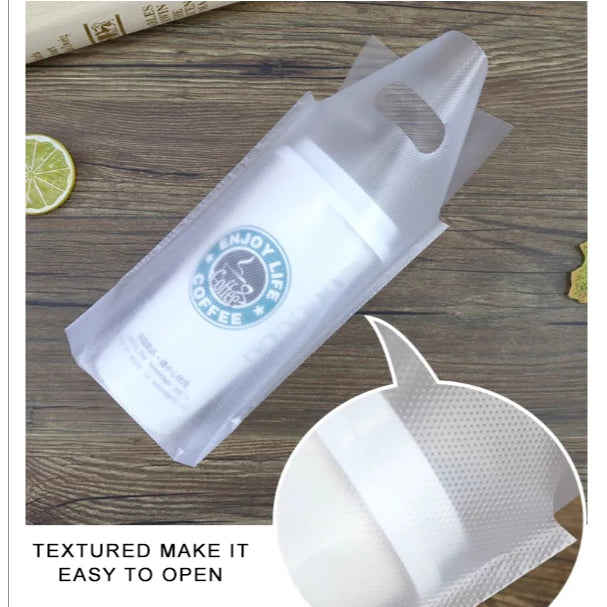 100pcs Take Out Plastic Transparent Packaging Bag for Milktea
