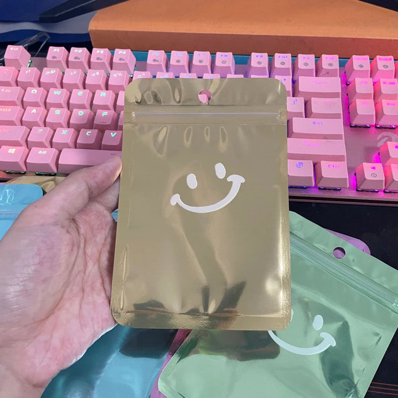 1pc Cartoon smiley face ziplock bag transparent aluminum inner printing packaging bag