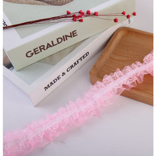 4cm/5yards double-layer ribbon pleated lace elastic hair children's headdress decoration