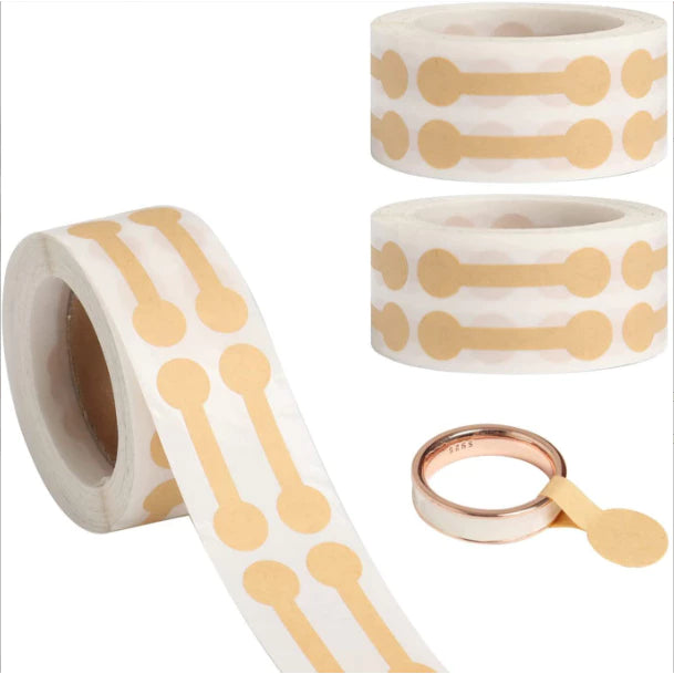 500pcs 1Roll Jewelry Size Tags Blank Brown Paper Dumbell Shape Self Adhesive Sticker Label