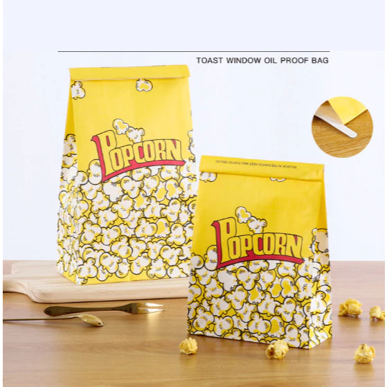 50pcs Popcorn Paper Bags Popcorn Container Snack Popcorn Packing Paper Bag