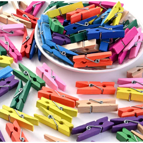50pcs Natural Mini Wooden Clips for Clothespins Decorative Photos Papers